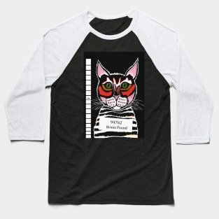 FUNNY Black Cat Mug Shot Baseball T-Shirt